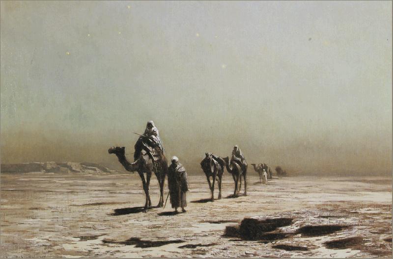 Ludwig Hans Fischer An Arab Caravan at Dusk. China oil painting art